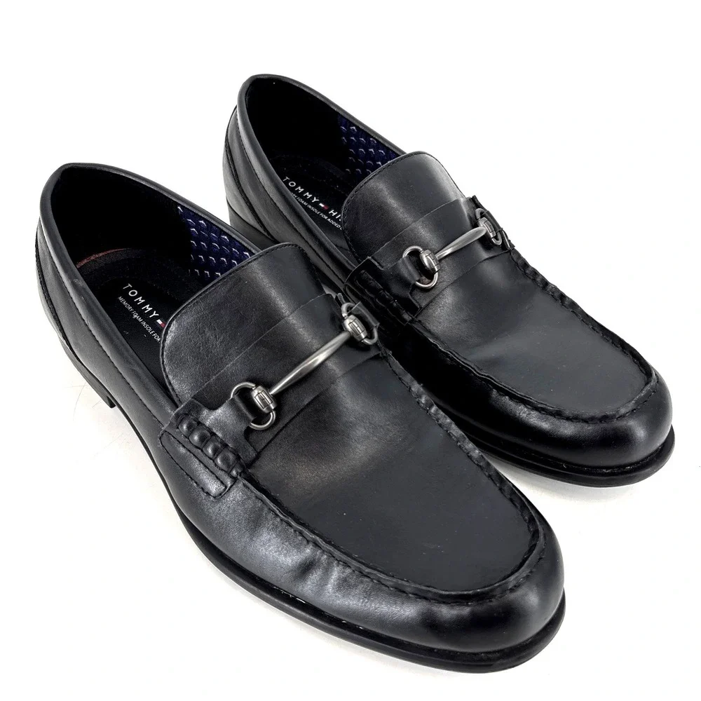 Tommy Hilfiger Jackal Men's‎ 11 Black Faux Leather Moc Toe Loafer Shoe